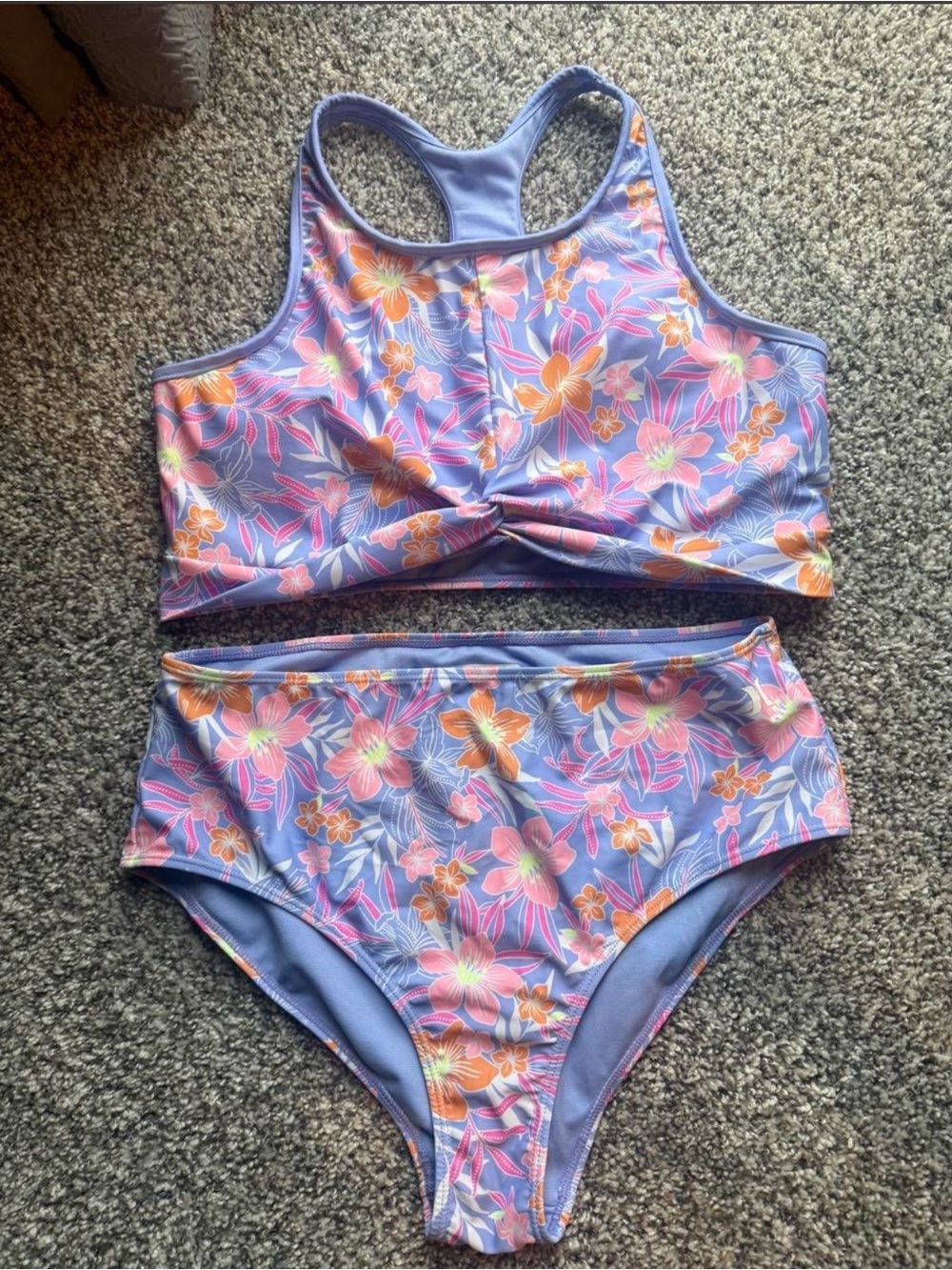 Hurley Girls' Lavender Floral Two-Piece Swim Bikini